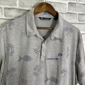 Travis Mathew Light Gray Polo with Navy Accents